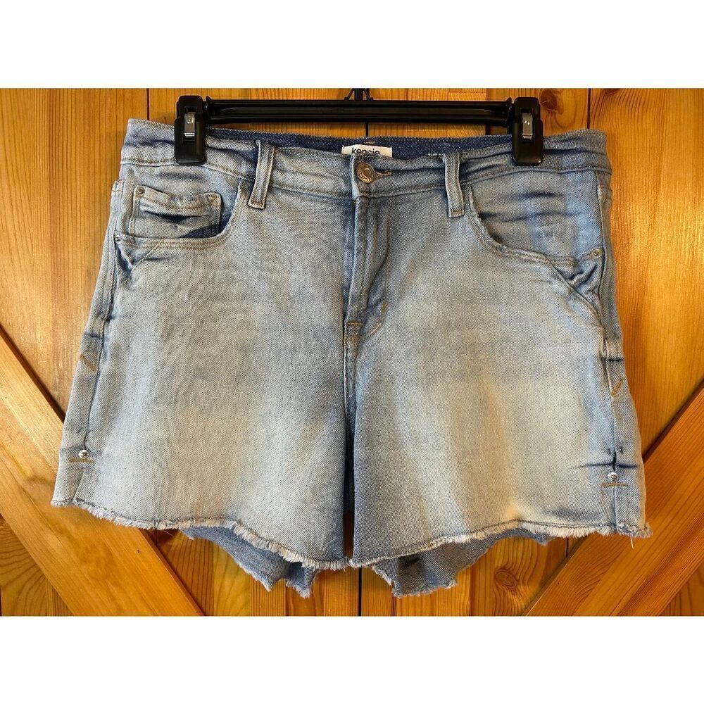 Kensie Washed Light Blue Denim Shorts